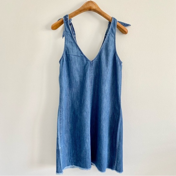 Express Tie Shoulder Denim Dress Size Small - Picture 5 of 5